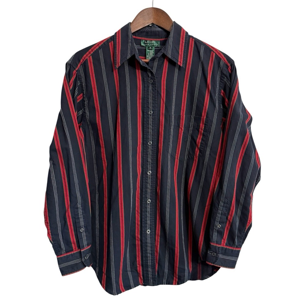 Lauren Ralph Lauren shirt women's 12 striped long sleeve button up preppy career